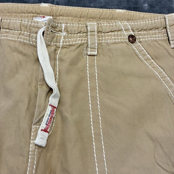 True Religion Cargo Shorts Men’s 42 Beige Baggy Street Wear Earth World Tour Y2K - Picture 2 of 10